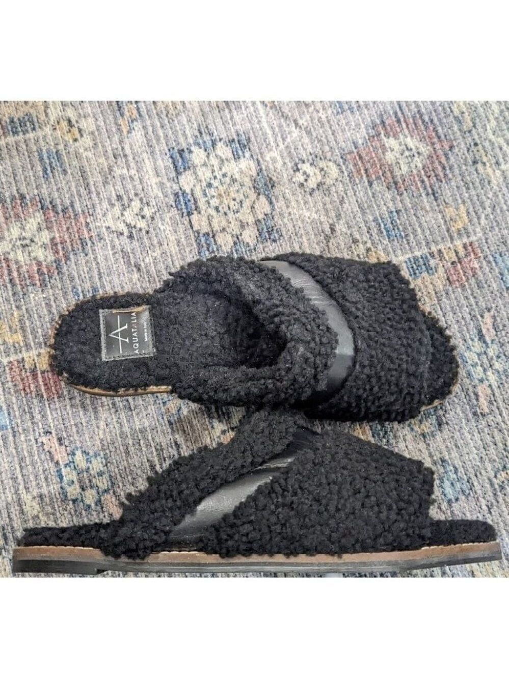 New Aquatalia | Women's Alina Shearling & Leather Slippers In Black